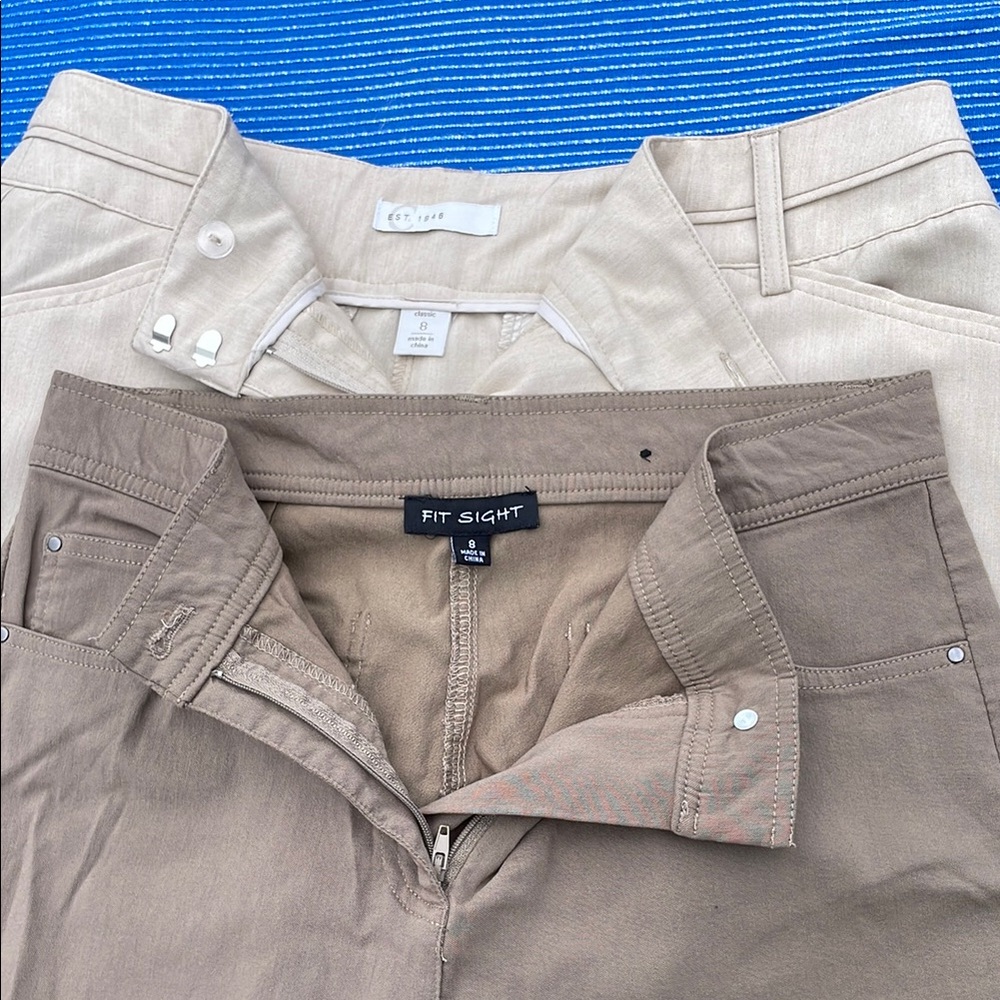 Ladies Tan Pants 2 pairs Size 8.